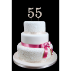 55th Birthday Wedding Anniversary Number Cake Topper with Sparkling Rhinestone Crystals - 1.75" Tall 